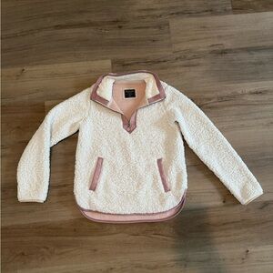 Abercrombie & Fitch Cream Sherpa Pullover with Blush Trim